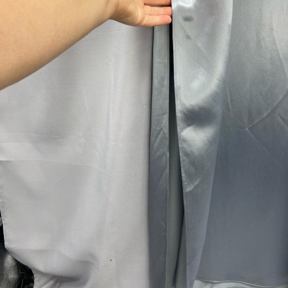 NWT Massimo Dutti Midi Gray Silver Satin Camisole Slip Dress Size Large - Picture 4 of 9